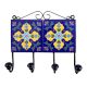 Navy Blue Yellow Floral Tiles Hooks